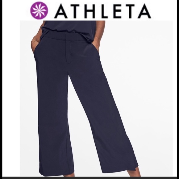 Athleta Navy Blue Tribeca Size 4 Rare Mid Rise Semi-Fitted Crop Pants - Picture 4 of 9
